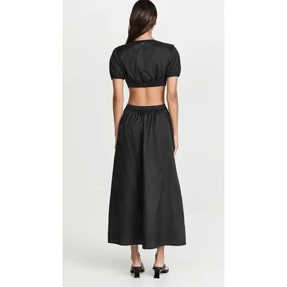 New Staud Calypso Black Cut Out Short Sleeve Maxi Dress Size Large - Picture 2 of 6